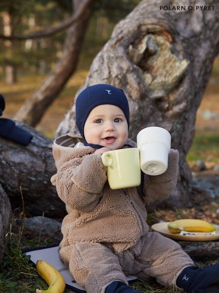 Polarn O. Pyret Brown Windproof Teddy Fleece Pramsuit (665902) | £60