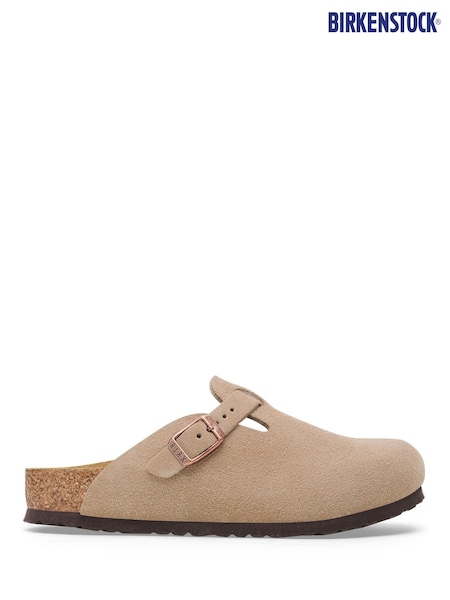 Birkenstock Taupe Beige Kids Boston Suede Clogs (666418) | £70