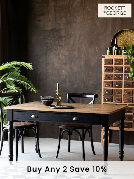 Rockett St George Black Apothecary Style 6 Seater Dining Table (666884) | £749