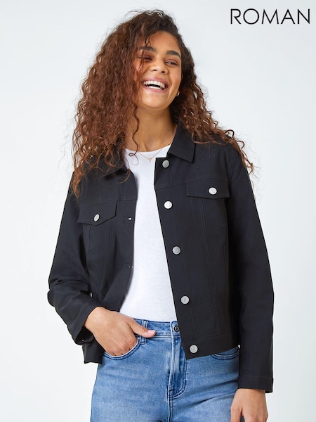 Roman Black Stretch Denim Jacket (667129) | £44