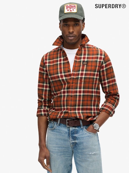 Superdry Oregon Check Orange Long Sleeve Lumberjack Shirt (667184) | £50