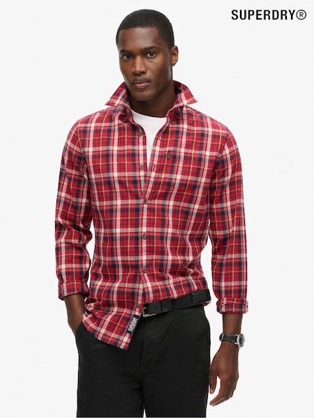 Superdry Montauk Check Red Vintage 100% Cotton Check Shirt (667343) | £45