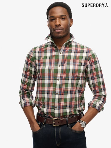 Superdry Upstate Check Green Vintage 100% Cotton Check Shirt (667349) | £45