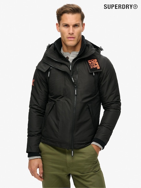 Superdry Black/Orange Hooded Mtn Winbreaker Jacket (667625) | £100
