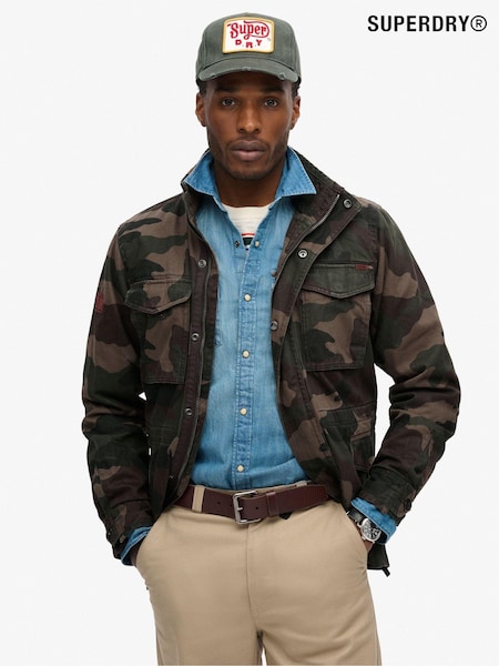 Superdry Troops Camo Green 100% Cotton Rookie Military Jacket (667726) | £100