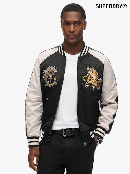 Superdry Meteorite Black Suikajan Embroidered Bomber Jacket (667727) | £100