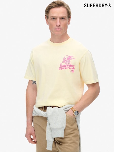 Superdry Urban Cream 100% Cotton Lo-Fi Punk Graphic Loose T-Shirt (668056) | £30