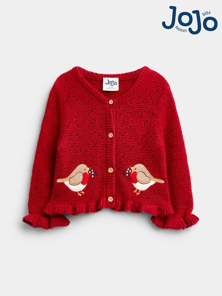 Bright Red Robin - Jojo Maman Bébé Christmas Robin Cardigan