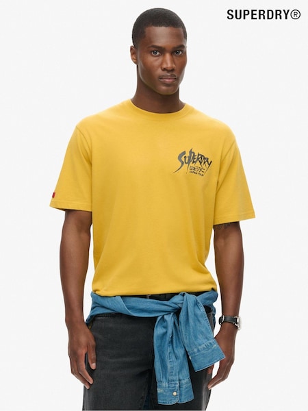 Superdry Yellow 100% Cotton Lo-Fi Punk Graphic Loose T-Shirt (668407) | £30