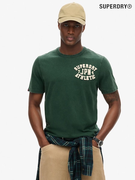 Superdry Green 100% Cotton Vintage Athletic Chest Short Sleeve T-Shirt (668474) | £35