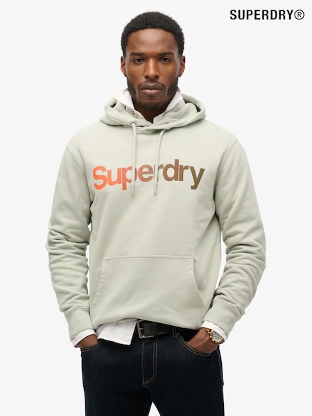 Superdry Puritan Grey Loose Core Logo Fade 100% Cotton Hoodie (668535) | £60