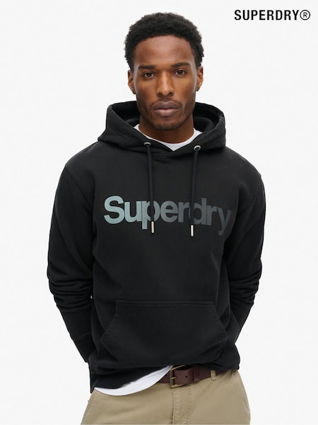 Superdry Black Loose Core Logo Fade 100% Cotton Hoodie (668569) | £60