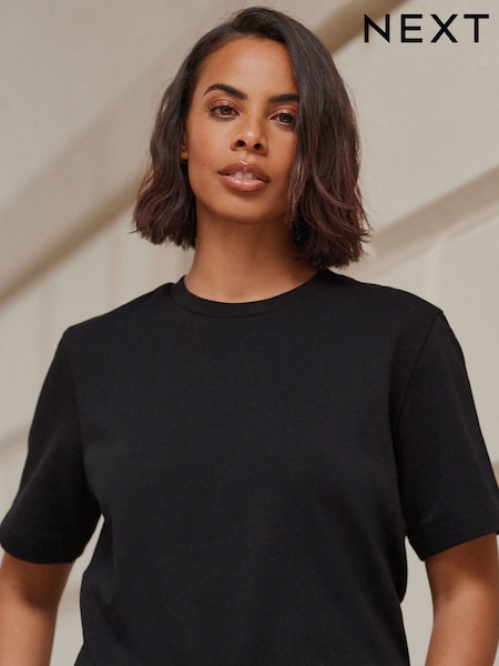 Black Heavyweight Short Sleeve Crew Neck T-Shirt (668828) | £16