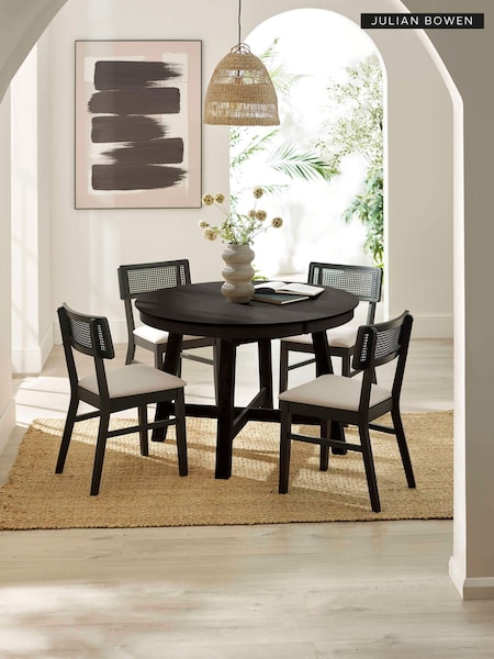Julian Bowen Annika Round Extending Dining Set With 4 Rattan Chairs