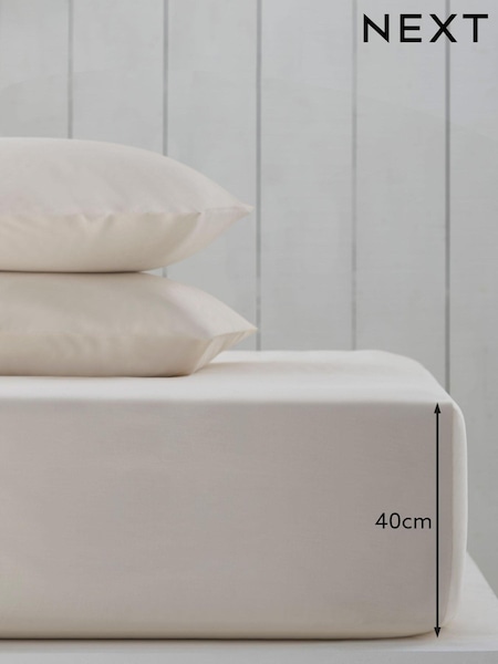 Cream Cotton Rich Extra Deep Fitted Sheet (670459) | £18 - £24