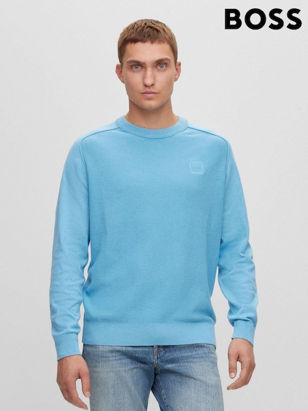 BOSS Blue Kesom Textured Block Logo Sweatshirt (670569) | £99