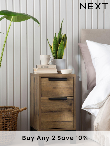 Dark Bronx Oak Effect Set of 2 Bedside Table (671398) | £250