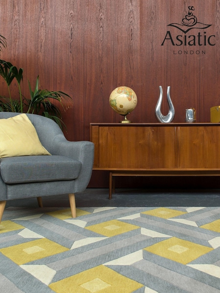 Asiatic Rugs Ochre Yellow Reef Wool Motif Rug (671433) | £135 - £455
