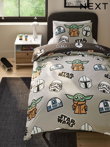 Grey Glow in the Dark Star Wars Grogu 100% Cotton Single Duvet Cover and Pillowcase Set (672080) | £32