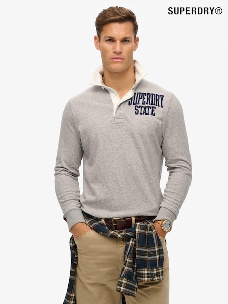 Superdry Grey Vintage Athletic Relaxed Rugby Shirt (672406) | £65