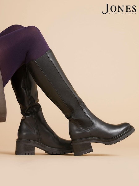 Jones Bootmaker Black Leather Knee High Boots (673218) | £180