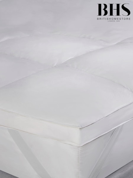BHS White Duck Feather 100% Cotton Mattress Topper (673288) | £65 - £130