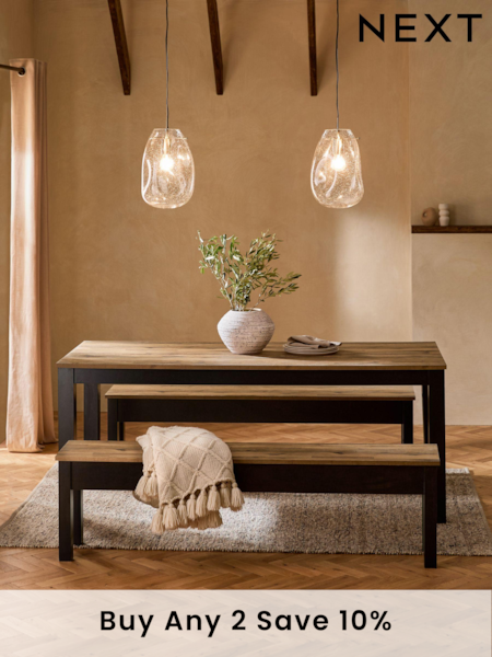 Dark Bronx Oak Effect 6 Seater Dining Table and Bench Set (674085) | £599
