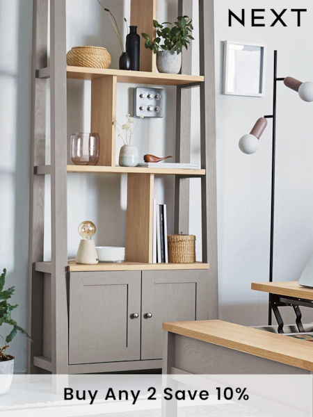 Dove Grey Malvern Oak Effect Storage Ladder Shelf (674510) | £399