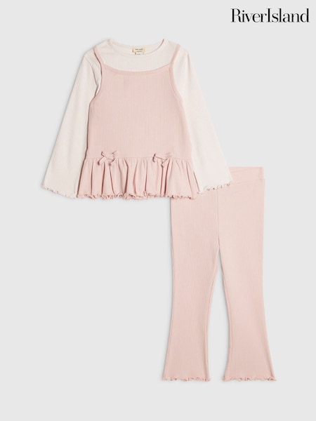 Pink - River Island 2in1 Bow Rib Top & Legging Set