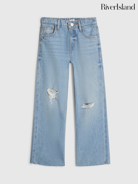 Blue - River Island Ripped Straight Leg Jeans