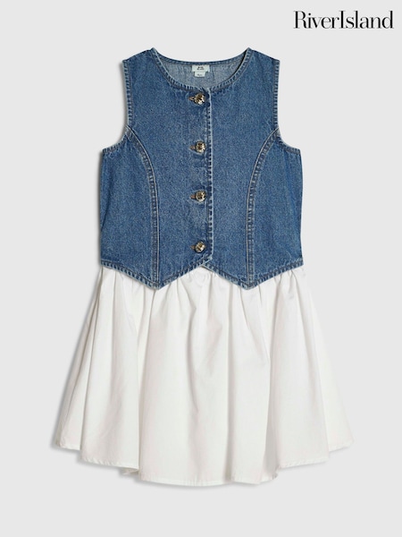 Blue - River Island Hybrid Waistcoat Dress