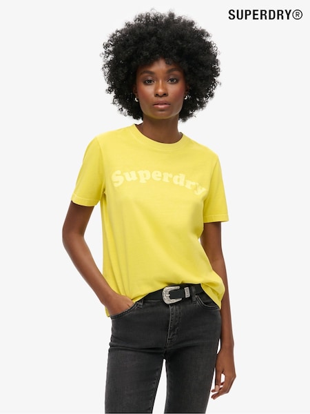 Superdry Buttercup Yellow Cooper Tonal Logo Relaxed 100% Cotton T-Shirt (675327) | £27