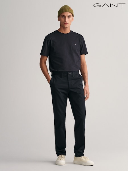 GANT Black Slim Fit Cotton Twill Chino Trousers (675419) | £100