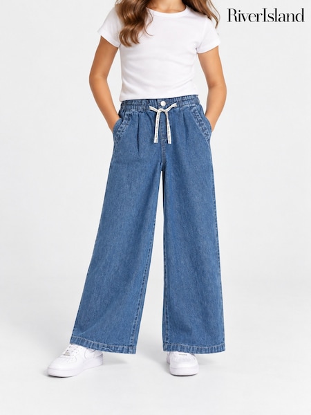Blue - River Island Barry Wide Leg Trouser