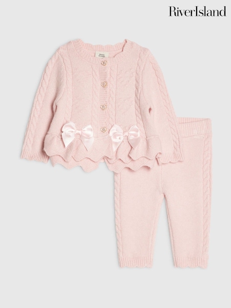Pink - River Island Peplum Cardigan & Legging Set