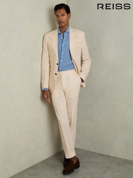Reiss Stone Kin Slim Fit Linen Trousers (675763) | £148