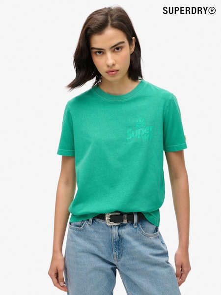 Superdry Green Punch Cooper Tonal Logo Relaxed 100% Cotton T-Shirt (675909) | £27