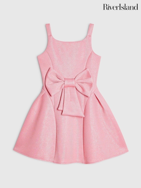 Pink - River Island Glitter Bow Dress