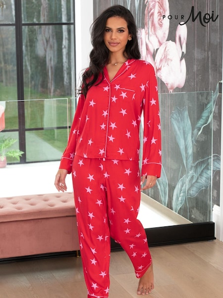 Pour Moi Red Luxe Woven Twill Pyjamas Set (676187) | £45