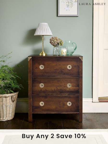 Laura Ashley Dark Chestnut Balmoral 3 Drawer Chest (676366) | £725