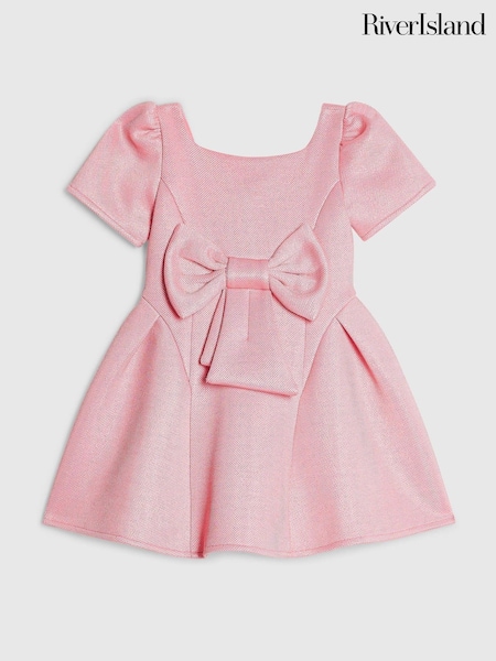 Pink - River Island Glitter Bow Dress