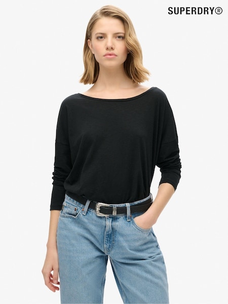 Superdry Black Long Sleeve Jersey Top (677038) | £23