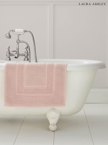 Laura Ashley Blush Pink Cotton Border 100% Cotton Bath Mat (677225) | £24