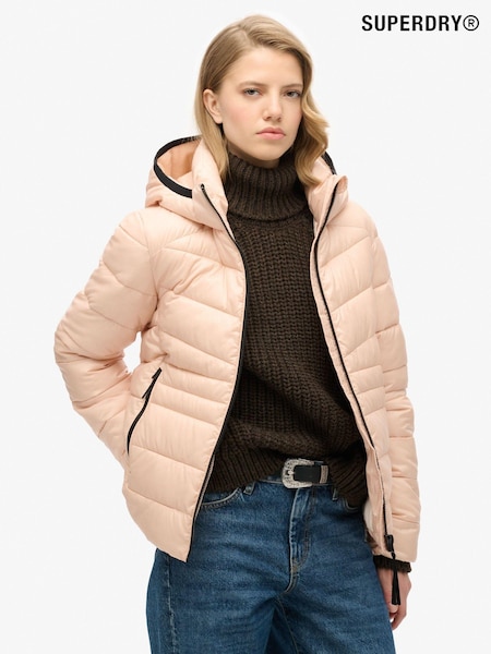 Superdry Frappe Beige Hooded Fuji Quilt Padded Jacket (677358) | £100