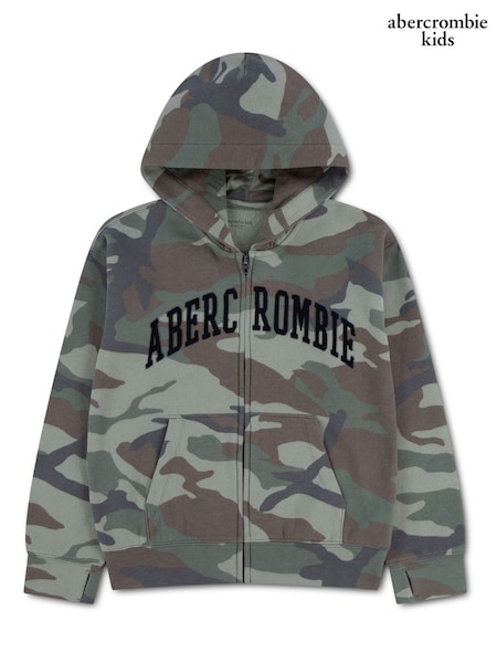 Green - Abercrombie & Fitch Logo Full Zip Hoodie