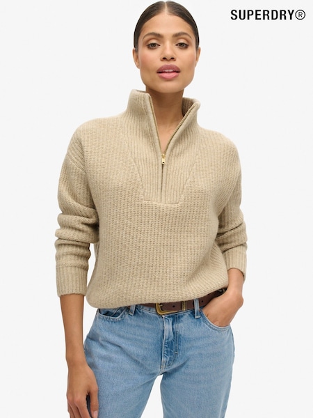 Superdry Fudge Brown Essential Half Zip Jumper (677465) | £55