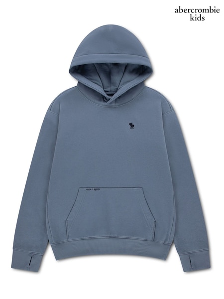 Blue - Abercrombie & Fitch Crafted Graphic Hoodie