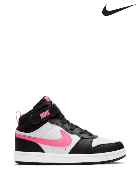 Nike Black/Pink Junior Court Borough Mid Trainers (678714) | £45