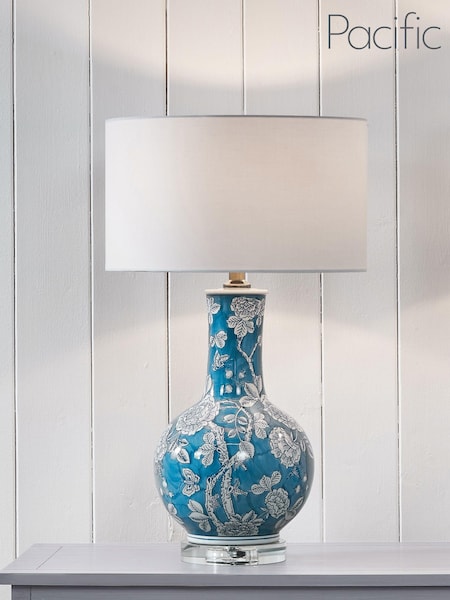Pacific Blue Altheda Blue and White Floral Table Lamp (6796N8) | £210