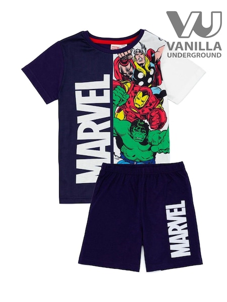 Vanilla Underground Blue Marvel Boys Short 100% Cotton Pyjamas (680178) | £16